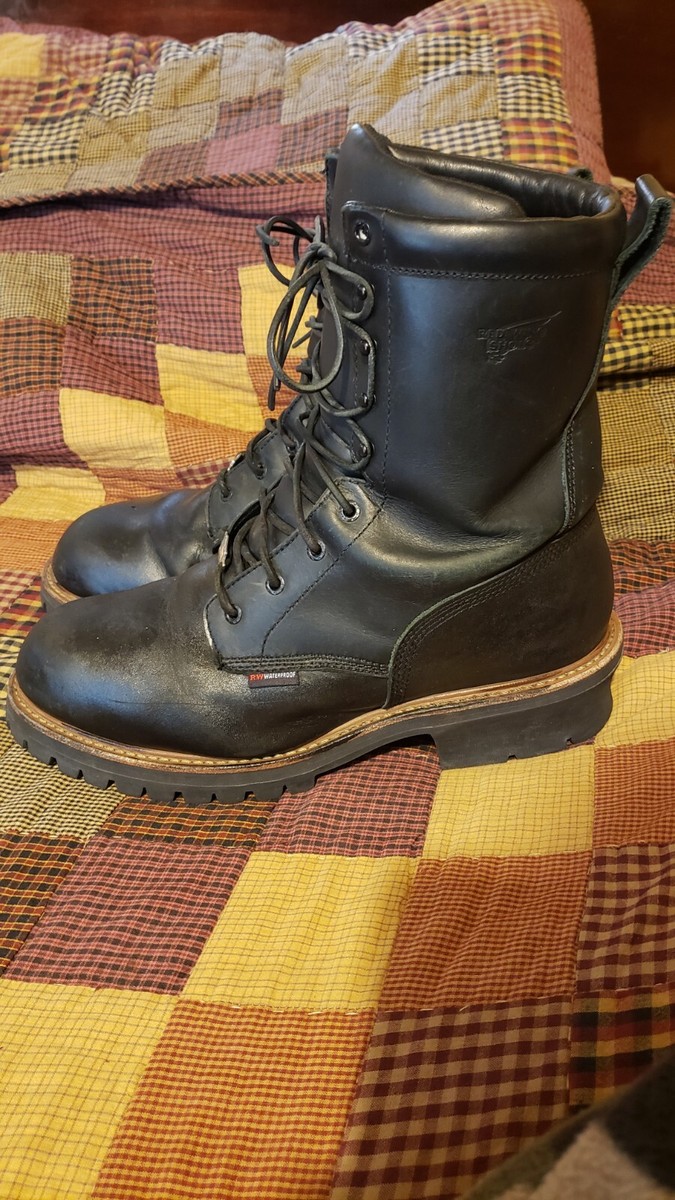 Red Wing Logger Boots Black Waterproof Steel Toe 400g Thinsulate 4416 Mens 9 E2 Red Wing 4416 Insulated Waterproof Logger Boots Size 8D  main image 2