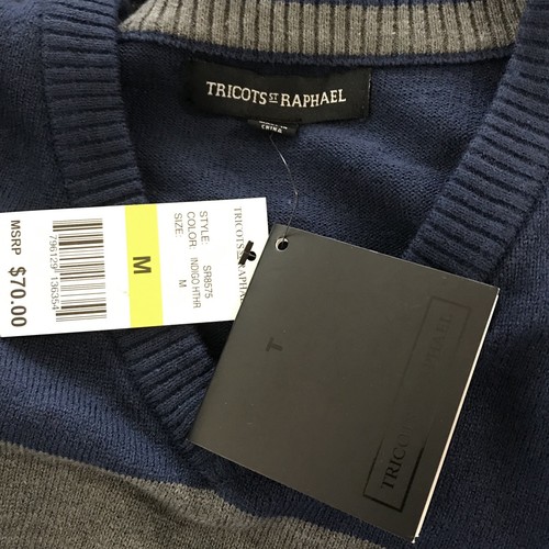 Tricots St Raphael Mens Sweater Medium M Striped Blue Gray NEW - Picture 10 of 11