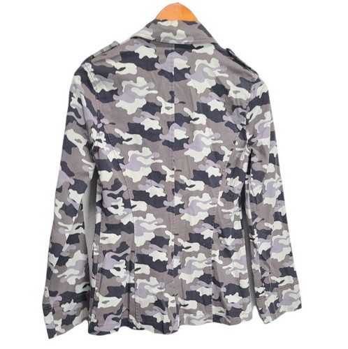L'Agence Jacket Womens Sz XS Cromwell Military Print Denim Camouflage Print New - Picture 3 of 7