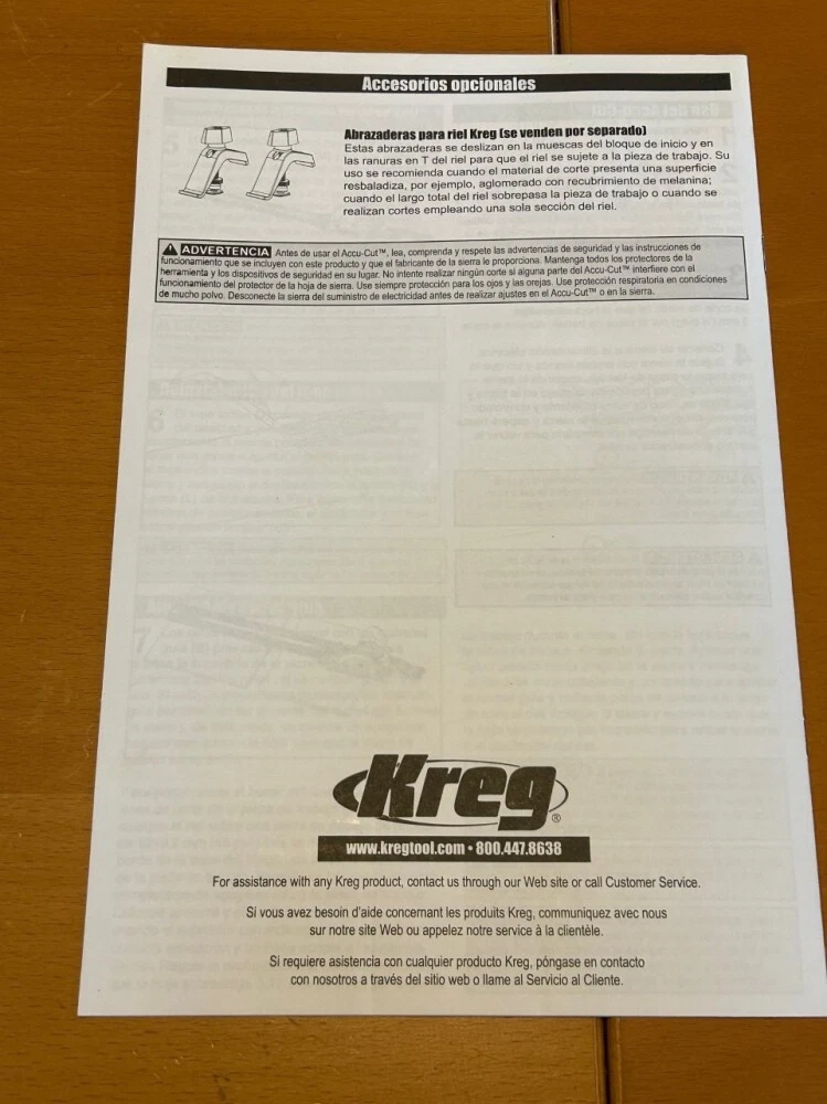 Kreg accu cut manual outlet
