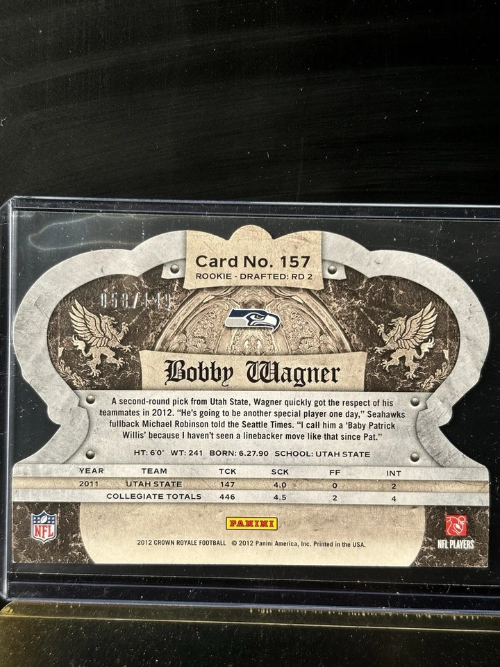 2012 Crown Royale SILVER SP /149 BOBBY WAGNER ROOKIE CARD RC MINT SEAHAWKS HOF - Image 3 of 4