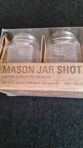 NEW Set of 4 Shot Glasses Kikkerland Mason Jar Handles Toothpick Holder 2.5" H - Picture 3 of 11