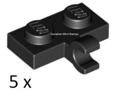 New Lego 5x Black Plate Modified 1x2 Clip on Side Horizontal Grip 11476 65458