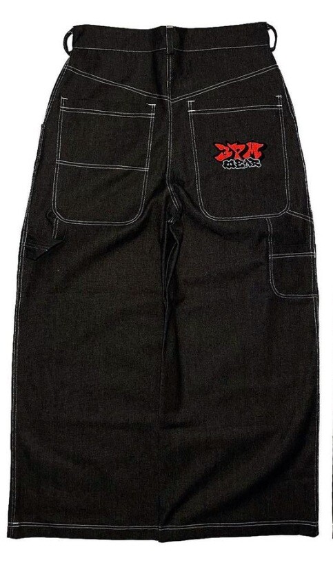 JNCO Hip Hop Embroidered Large Pocket Jeans Y2K wide leg pants for 