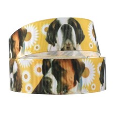 St Bernard Puppy  Dog Breed on 7/8" Grosgrain Ribbon YOUR CHOICE 5 or 10 Yards