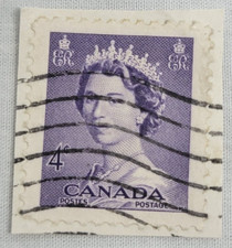 CANADA Postage ~ Queen Elizabeth II ~ Purple 4₵ Stamp ~ Posted ~ 1954  ~ Y65