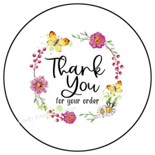 THANK YOU FOR YOUR ORDER BUTTERFLY ENVELOPE SEALS LABELS STICKERS PARTY FAVORS