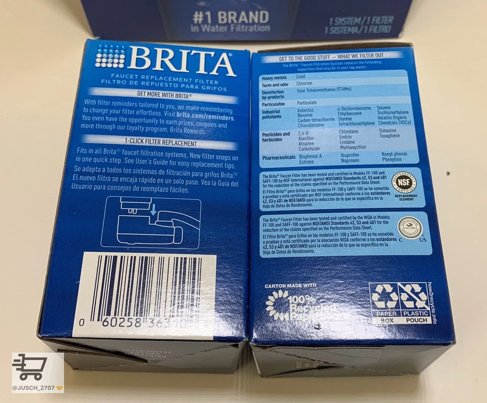 BRITA Faucet Mount WATER FILTRATION SYSTEM FILTER + 2 Filters Lot - New Open Box - Image 3 of 4