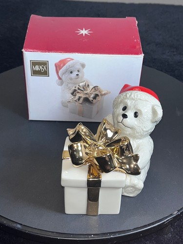 Mikasa Holiday Magic Lidded Bear Trinket Box  In Original Packaging and box - Afbeelding 1 van 7