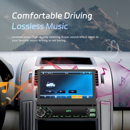 7" Single 1 DIN Flip out TouchScreen Car MP5 Stereo Radio Bluetooth with Camera - Picture 8 of 24