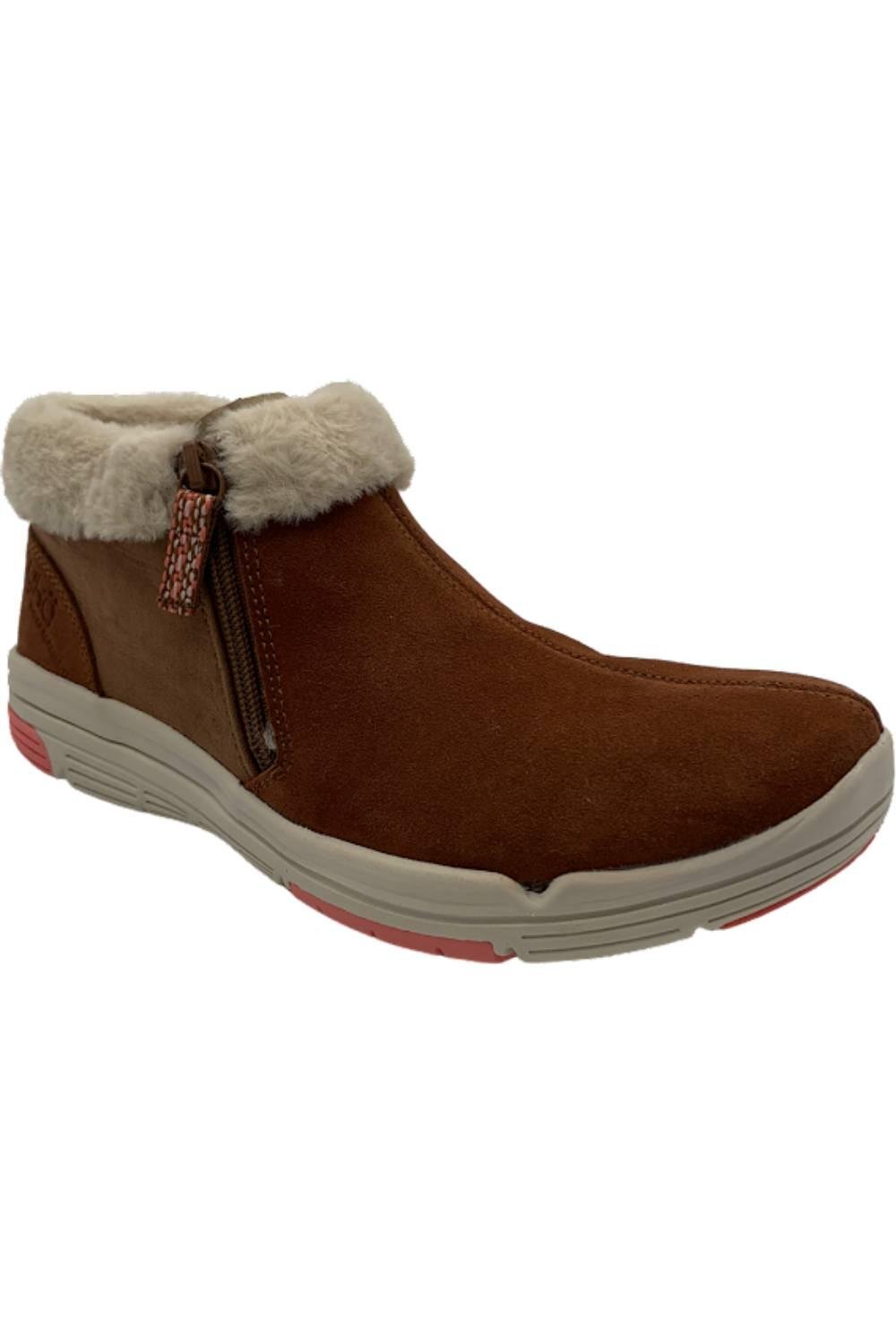 Ryka Water-Repellent Suede Faux Fur Ankle Boots Anchorage Saddle Tan 8390₽