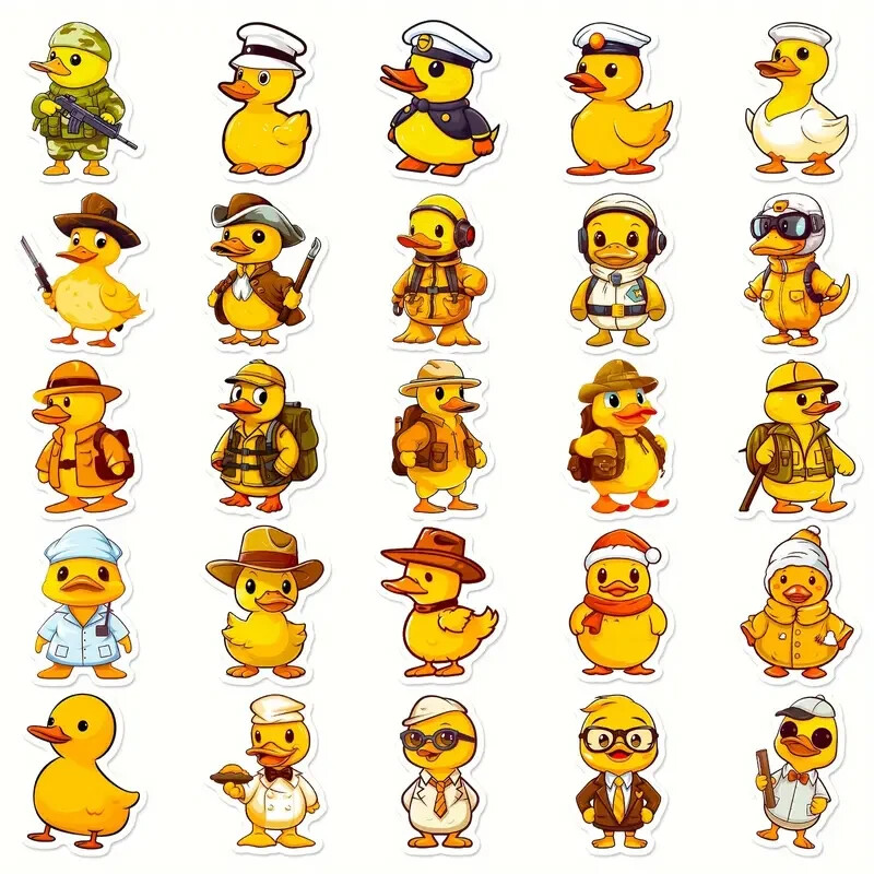 50 Cute Yellow Duck Stickers for Laptop/Water Bottle/Phone Case/Kindle/iPad