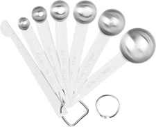 6pc Stainless Steel Measuring Spoons Set w/ Leveler Fits Spice Jars Dry/Liquid