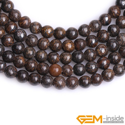Natural Brown Bronzite Beads Stone Round Loose Beads Big Hole 2mm Jewelry Making - Foto 5 di 26
