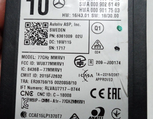 Mercedes Benz A 0009051912 Blind Spot Radar Sensor - Picture 2 of 10