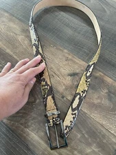 WCM NEW YORK Belt Italian Calfskin Leather 1" Animal Print Embossed Size Small