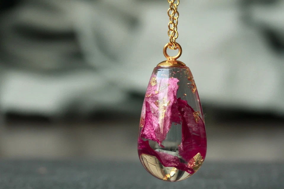 Kette Rosen Blattgold Blütenschmuck romantisch Geschenkidee Frau Freundin Mutter - Bild 2 von 4