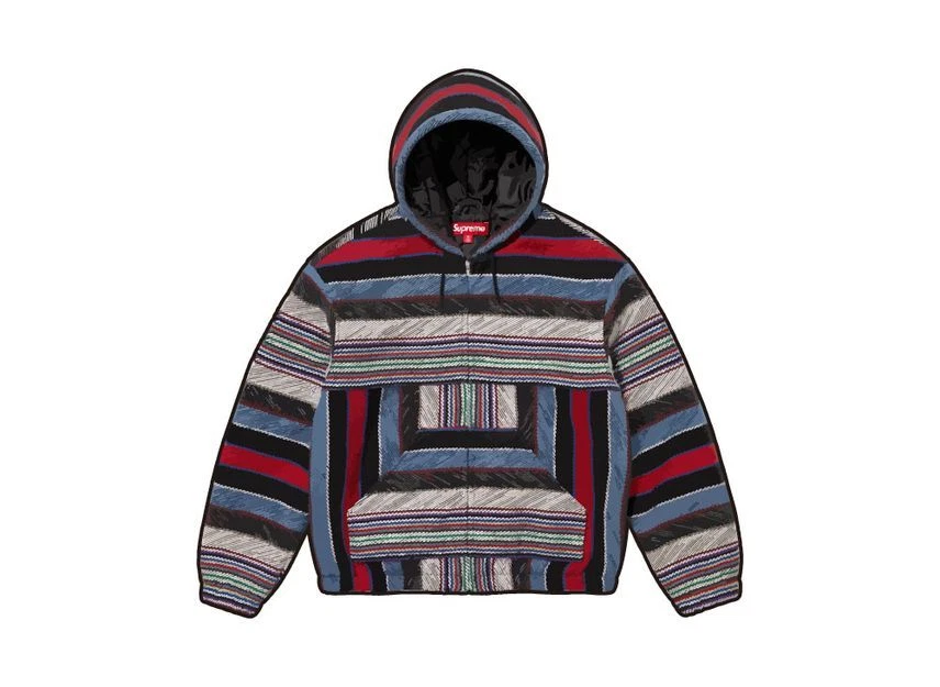 Veste à capuche noire à rayures tissées Supreme