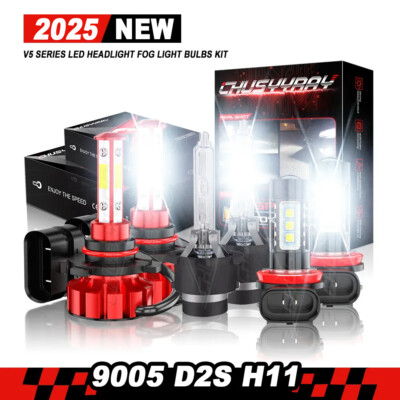 For Acura TSX 2009-2014 HID/LED Headlight Hi/Lo Beam+Fog Light Bulbs Kit 6x