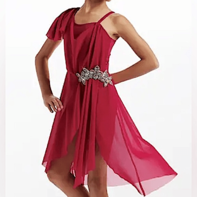 weissman asymmetrical mesh drape dress Asymmetrical Mesh Drape Dress