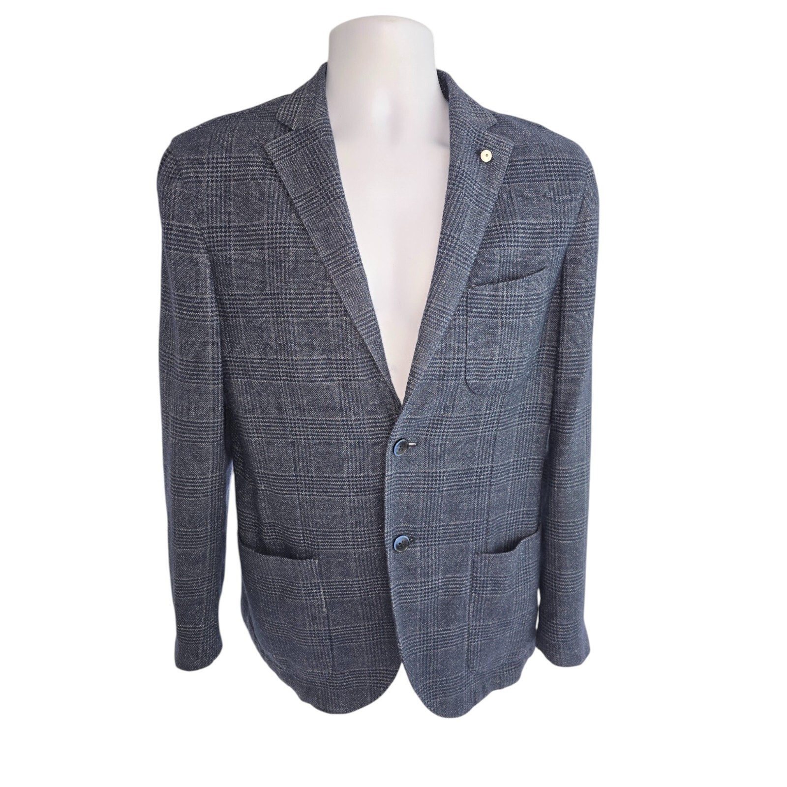 L.B.M. 1911 Angora Wool Cotton Unstructured Houndstooth Blazer Coat Jacket 50 40