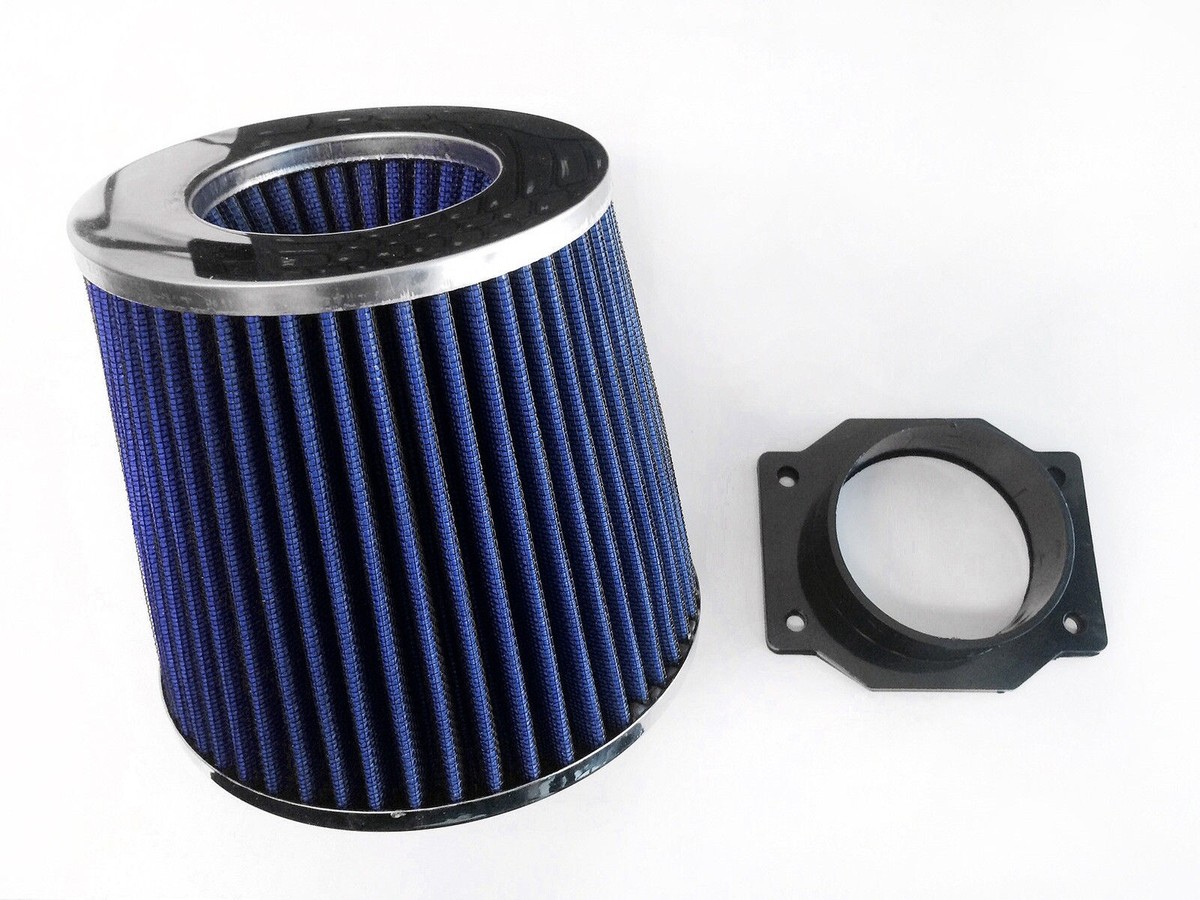 はーさん BLUE Air Intake Filter + MAF Sensor Adapter For 1990-1996 Nissan