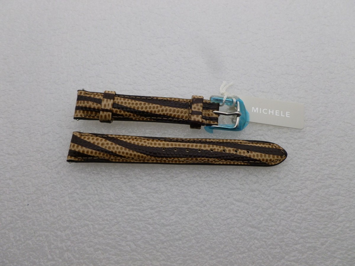 Genuine Michele 16mm Tan Brown Genuine Leather Watch Band  display picture 3
