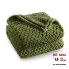 Fleece Throw Blanket for Couch and Bed,Extra Throw ( 50x60 IN ) Olive Green