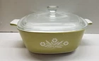 MOST RARE PYREX! Salesman Sample experimental run White Cornflower on Avacado