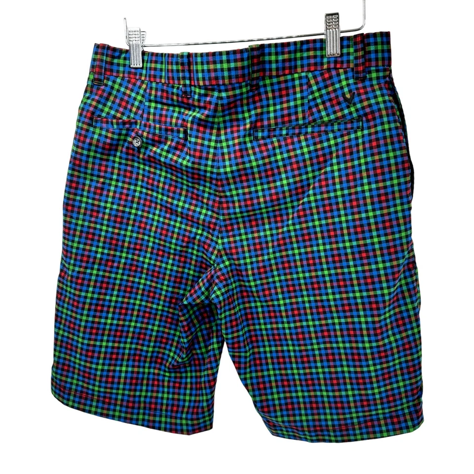Callway 高尔夫短裤男式 32(32x10 实际)蓝色绿色红色格子运动服 — 第 4/4 张图片