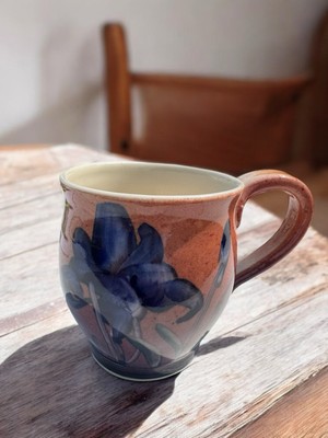 Irises Hand Thrown Coffee Mug By LHP Nice Hand Feel Colorful Happy Good Morning