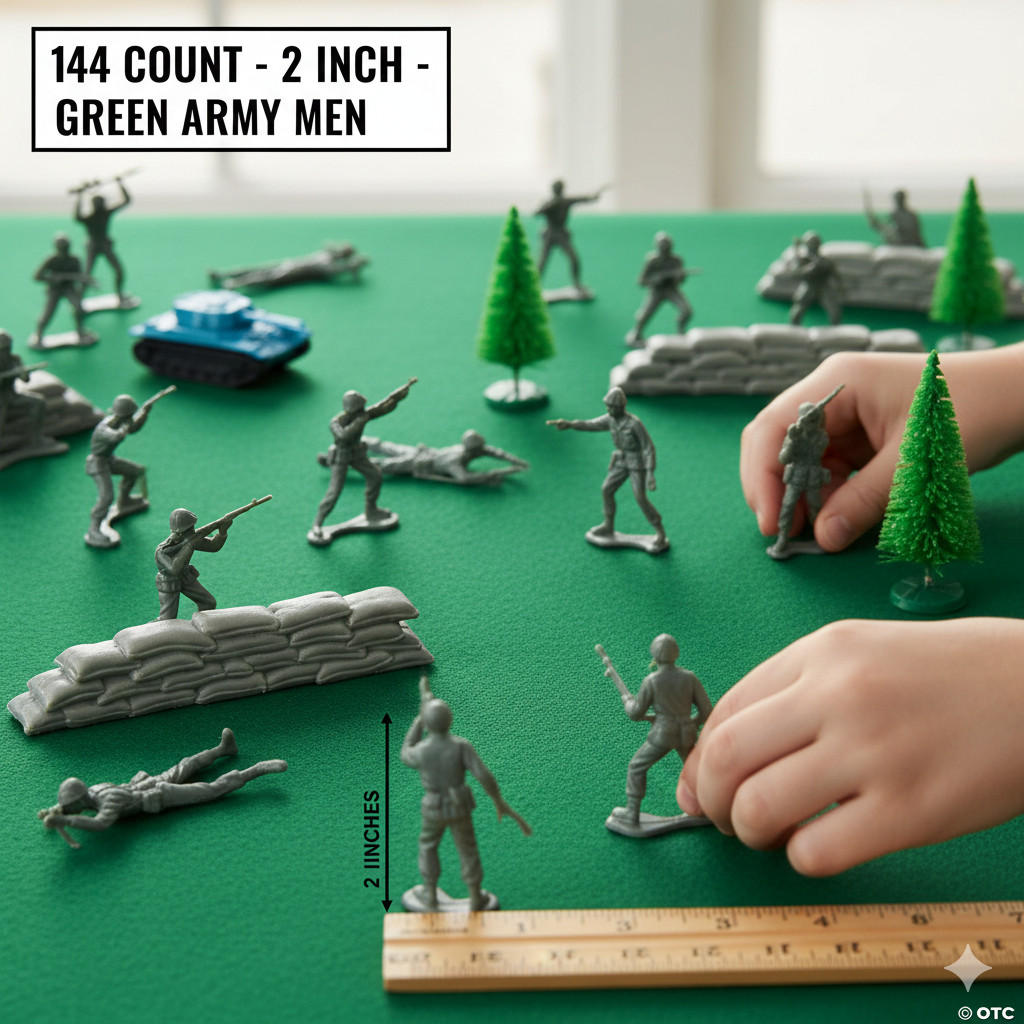144 Mini Plastic Army Men Green Toy Soldiers Bulk Military Party Favors