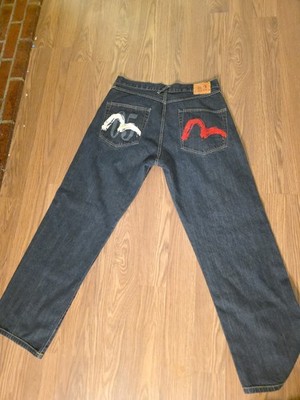 Evisu denim jeans Y2k Style Size 38 Lot Number 0001