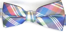 NWT Boys Kids Class Club Clip On Bow Tie Plaid Multicolor Party Formal Wedding