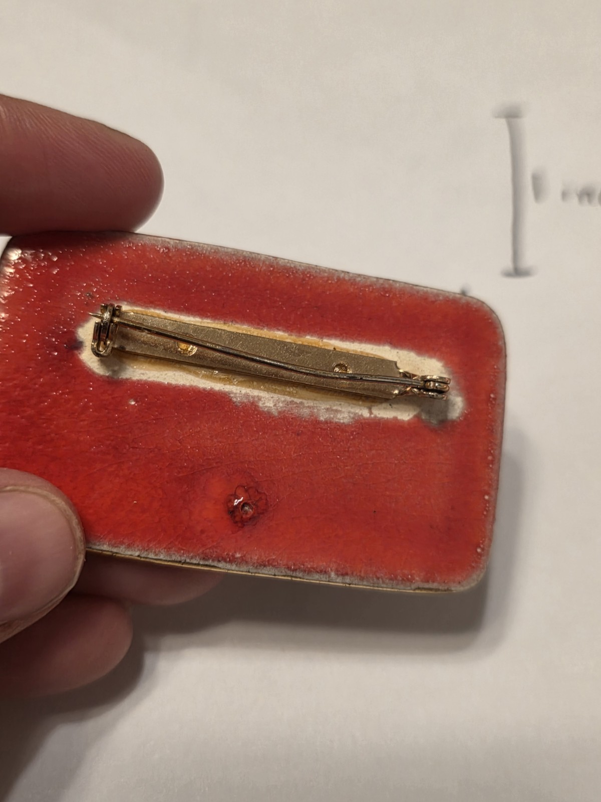 Vintage Rectangular Flame Agate Cabochon with Gol… - image 3