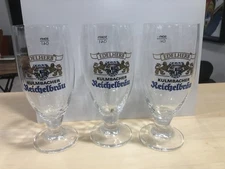 Set of 3 Edelherb Kulmbacher Reichelbrau .4L Beer Pilsner Stemmed Beer Glasses