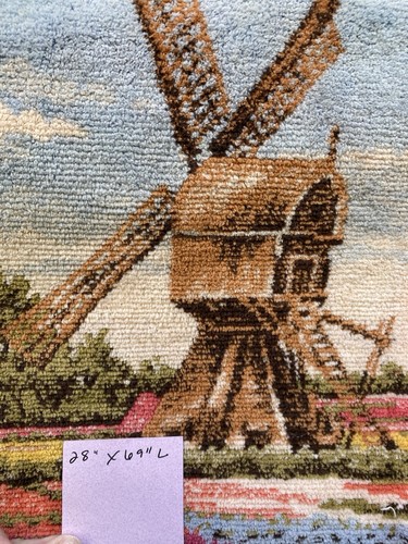 VTG Lot 3 Holland Dutch Tulip Windmill Sailboat Village Rug Wall Tapestry - Picture 3 of 24