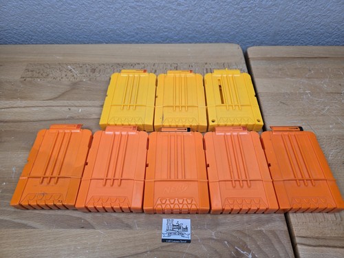 8 Stück - Nerf Dart Gun 6 Schuss Munition Magazin Clip N-Strike Elite Orange Gebraucht - Bild 2 von 5