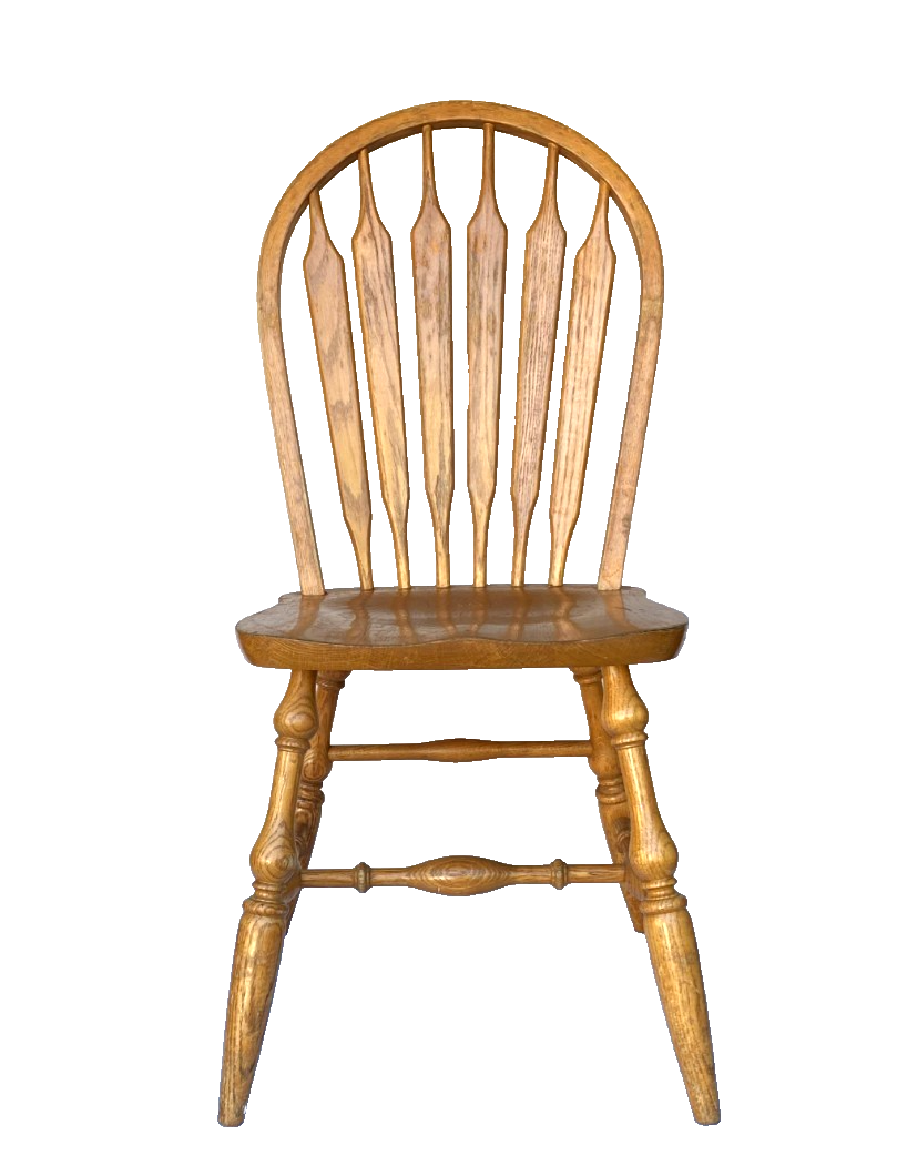 Vintage Dinaire Solid Oak Wood Arrow Back Chair - Made 1960