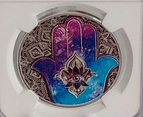 Hand of Hamsa 2021 Palau .999 1 oz Silver Coin Graded NGC PF70 UC 2500 Mintage