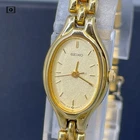 Vtg1989 [Exc+5]Seiko 1F21-5A00 Gold Dial Bracelet Qz 15mm Women's Watch US Stock