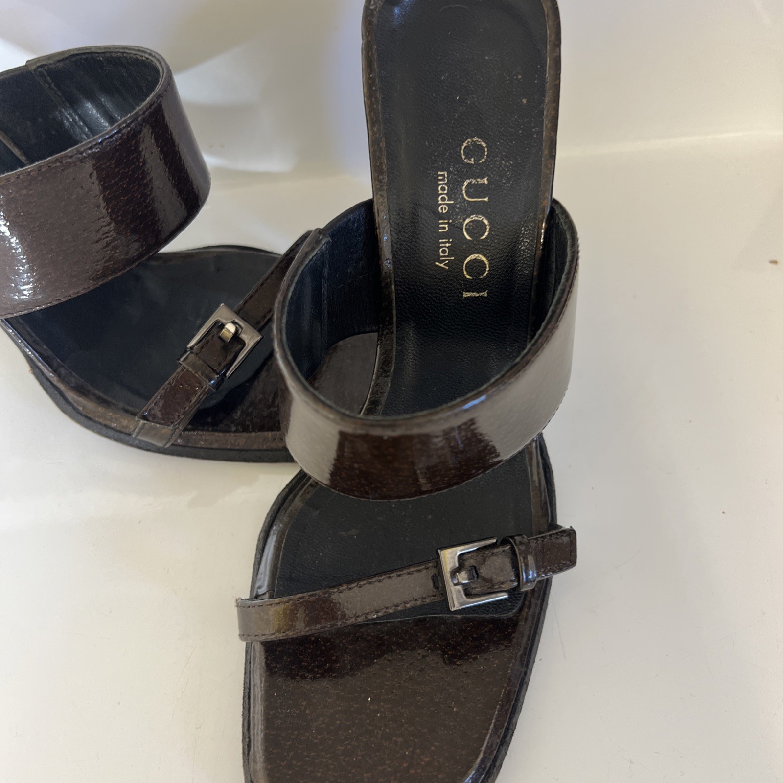 Gucci  Double strap Leather Slide On Mule Sandel Size 5 1/2 B