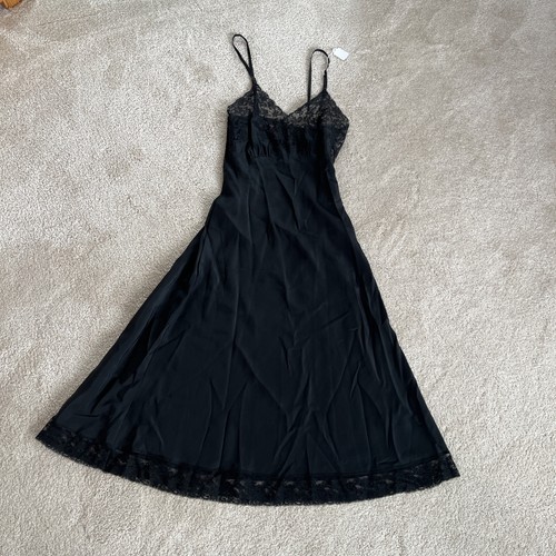 Vintage 40S 50S Slip Heavenly Fischer 100% Silk 32 Inch Bust, Black