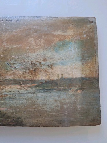Tableau ancien huile sur bois paysage Barbizon tableau miniature - Photo 7 sur 10