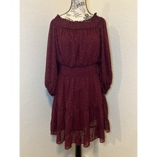 Premier Amour Burgundy Off The Shoulder Dress Size 16 EUC