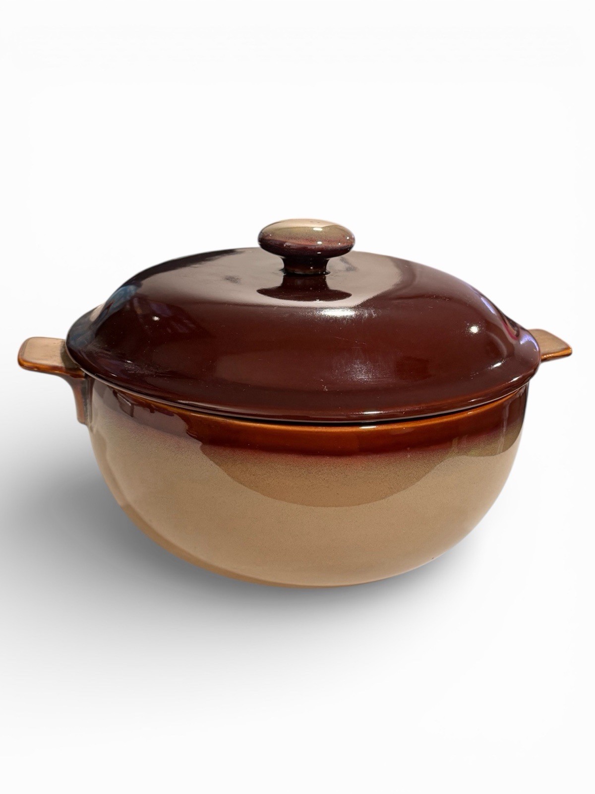 Sango Nova Brown 3qt Covered Casserole Dish w/ Lid Handles Stoneware