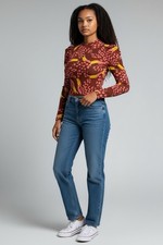Farm Rio Toucanissimo Long Sleeve Stretch Cotton Bodysuit Size S Burgundy