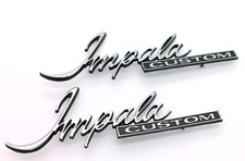 Usa-made All-metal 69-76 Impala Custom Emblem Pair Coupe Rear Sail Panel Script Usa-made All-metal 69-76 Impala Custom Emblem Pair Coupe Rear Sail Panel Script