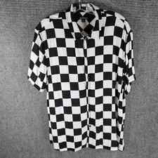 Elwood Button Up Shirt Mens Medium Black White Checkered Lightweight