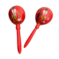 Mexican Maracas Vintage Hand Painted Shakers Set of 2